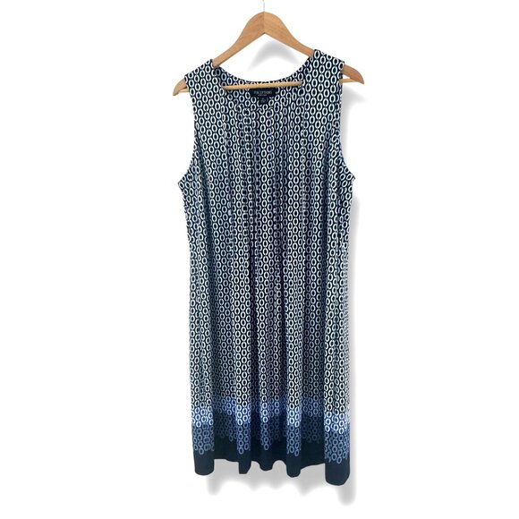 Perceptions Blue Chain Print Pintucked Dress Size‎ XL New Summer Sleeveless - Picture 8 of 8